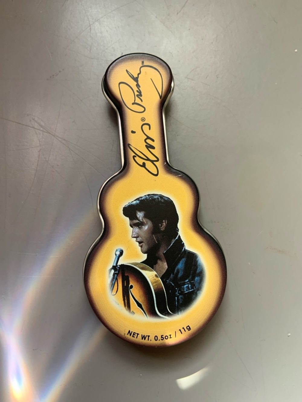 Elvis Presley Guitar Tin - Yellow and Black Collectible